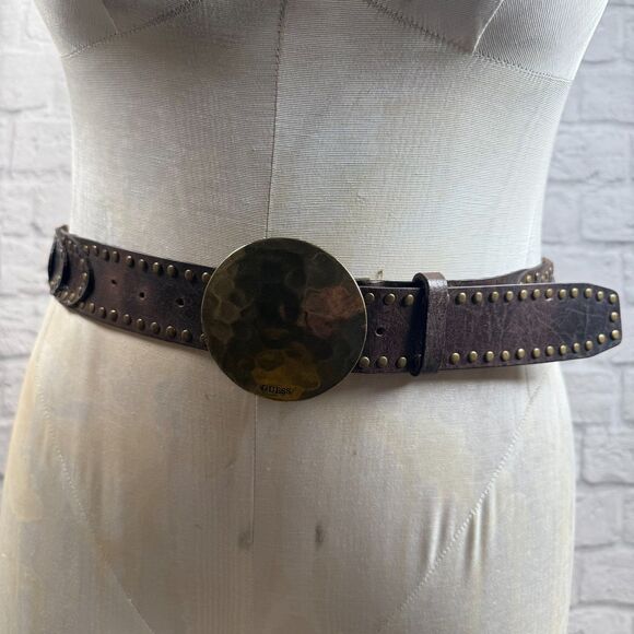 VTG Guess Women\'s Leather Studded Waist Belt 42\